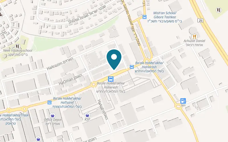 Map showing Landwer Netivot at 27 Ba'alei HaMelakha Street, G Center, Netivot