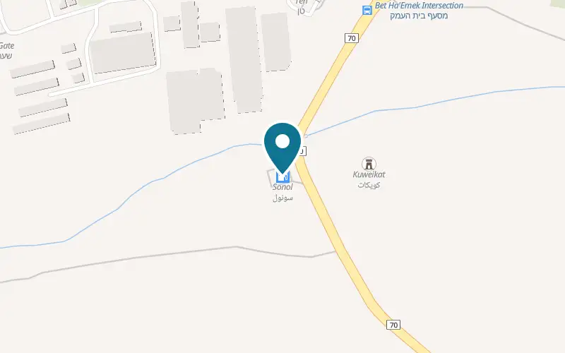 Map showing Layalina at Sonol fuel station, Route 70, Abu Snan