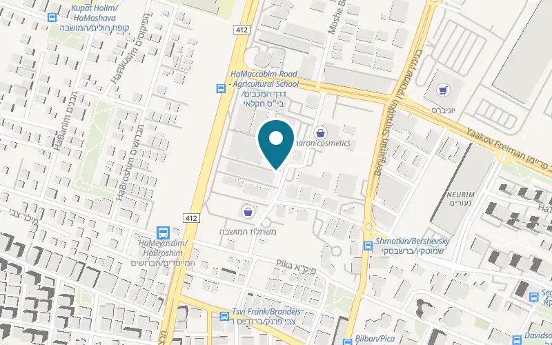 Map showing Lechem Basar at 13 Moshe Beker Street, HaRova, the old industrial zone, Rishon LeZion