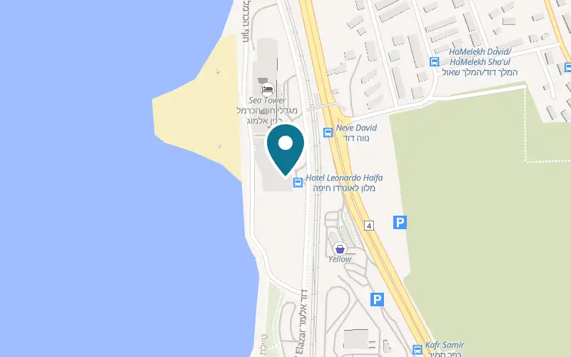 Map showing Leonardo Plaza Haifa at 14 Rav Aluf David Elazar Street, Carmel Beach, Haifa