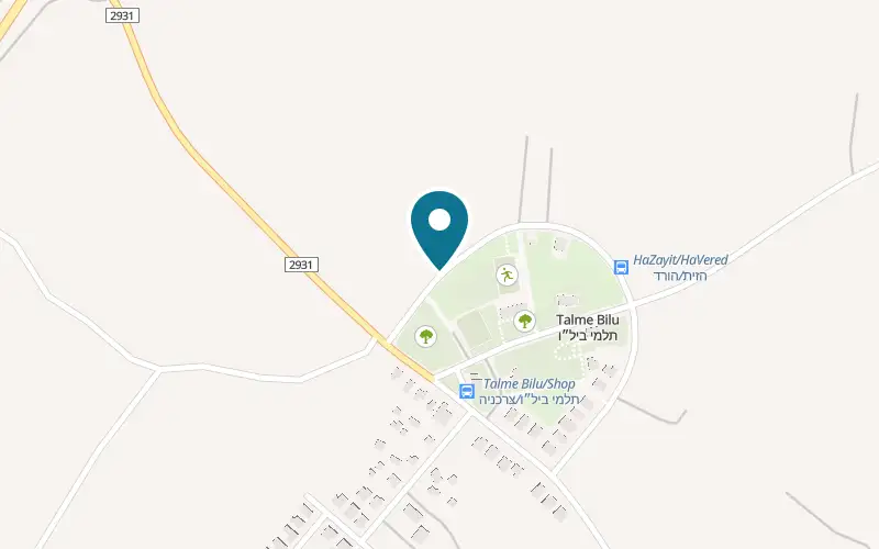 Map showing Lev HaKfar at Moshav Talmei Bilu, Talmei Bilu