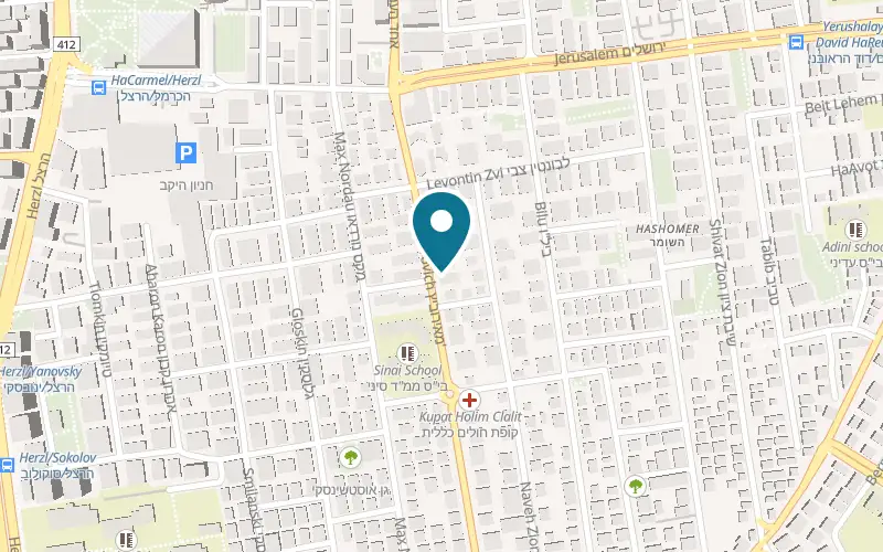 Map showing Limor Shaked Advanced Cosmetics at 7 Meirovich Street, Rishon LeZion