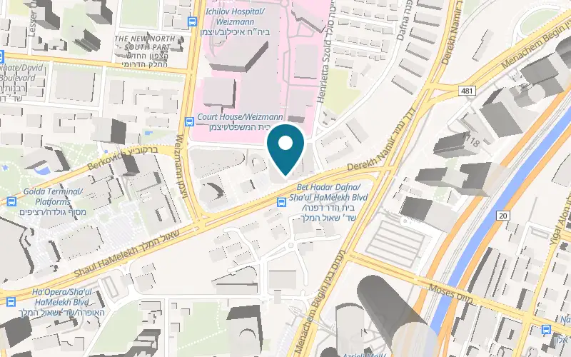Map showing Link Hotel & Hub at 39 Shaul HaMelech Boulevard, Tel Aviv-Yafo