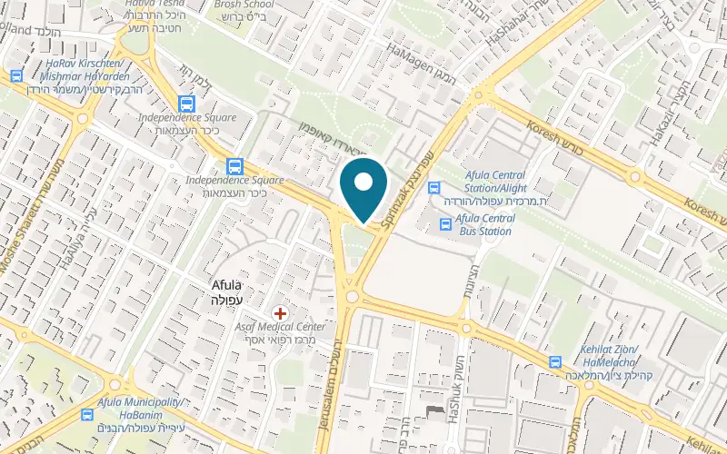 Map showing Lior Bakery at 8 HaNasi Weizmann Street, Afula