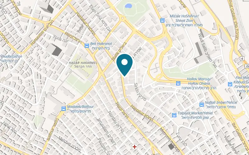Map showing Loui Talpiot Hotel at 35 HeHalutz Street, Talpiot Market, Haifa
