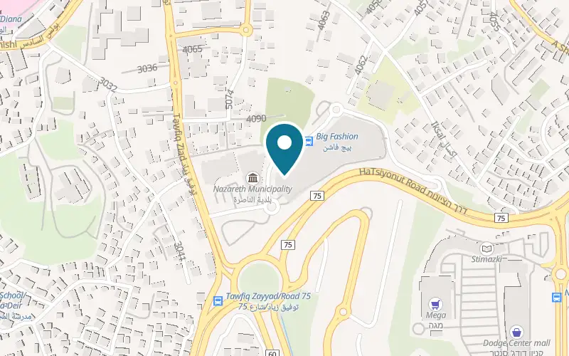 Map showing Luna Bistro at 53 Tawfiq Ziad Street, Big Fashion Nazareth, Nazareth