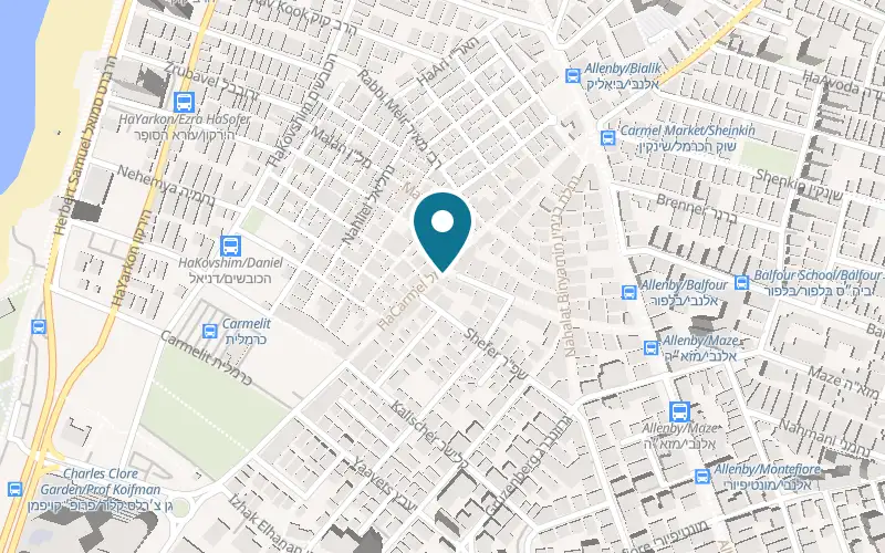 Map showing Maatok Deli Butchery at 2 Rambam Street, Carmel Market, Tel Aviv-Yafo