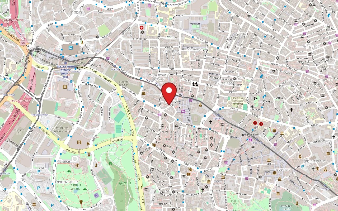 Map showing Machneyuda at 10 Beit Ya'akov Street, Jerusalem