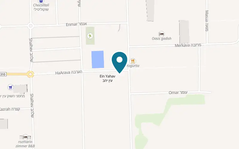 Map showing Makom BaLev at Centre of Moshav Ein Yahav, Ein Yahav