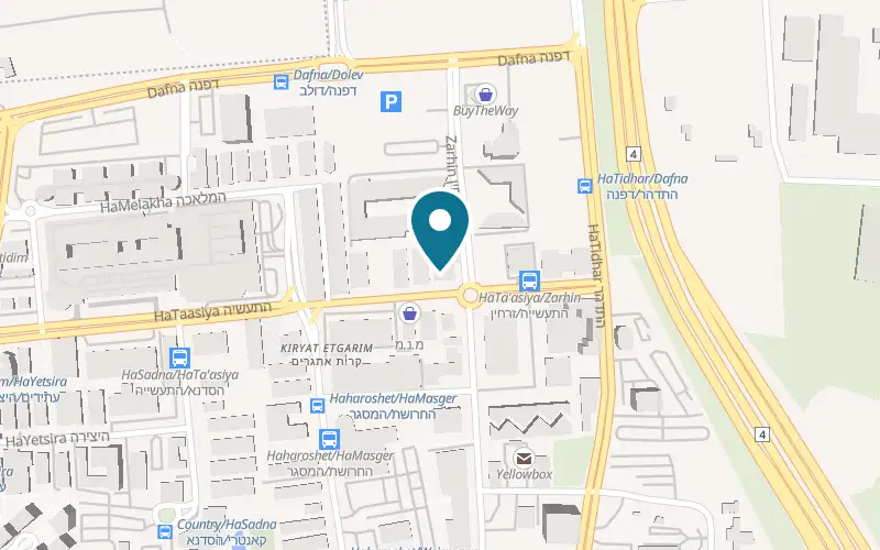 Map showing Maraton Service Center at 6 Hata'asia Street, Ra'anana