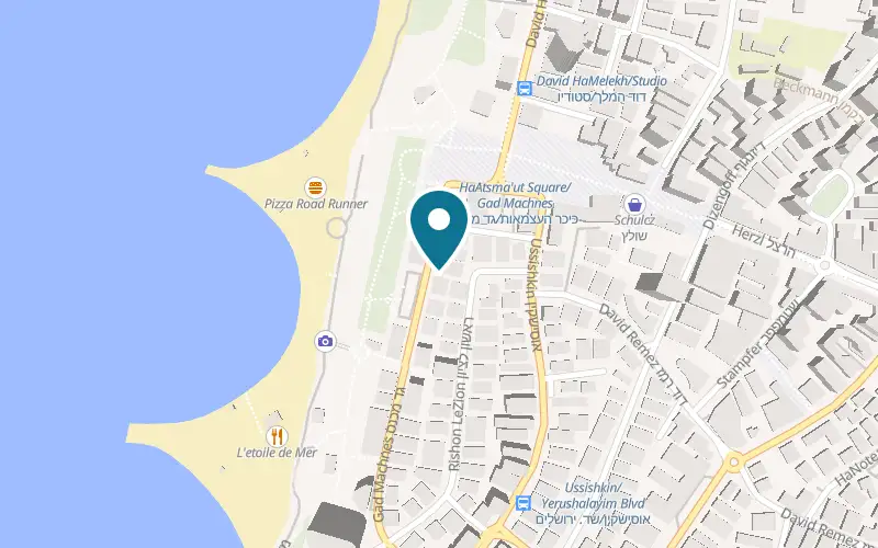 Map showing Margoa Hotel at 9 Gad Machnes Street, Netanya