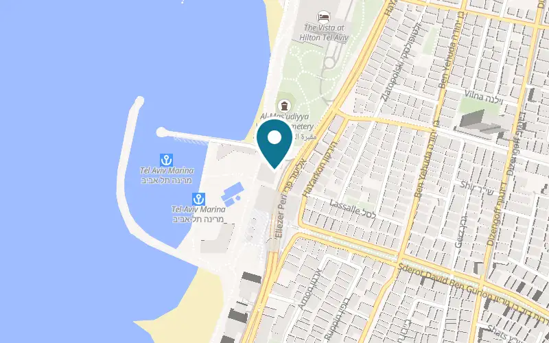 Map showing Marina Dallal at 10 Eliezer Peri Street, at the Tel Aviv yacht marina, Tel Aviv-Yafo