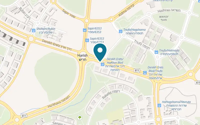 Map showing Marko's Pizza at 70 Derech Eretz, Harish