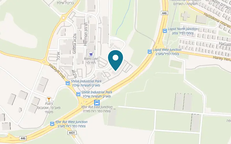 Map showing Mashani Salads at 19 HaCarmel Street, Shilat industrial park, Shilat