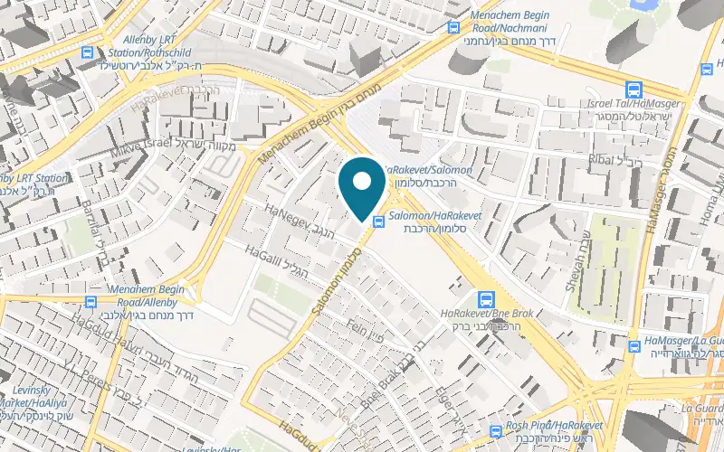 Map showing Matoko at 7 Salomon Street, corner of 13 HaNegev Street, Tel Aviv-Yafo
