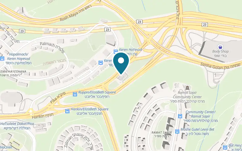 Map showing Matza at Derekh Ruppin, in the petrol station compound, Haifa