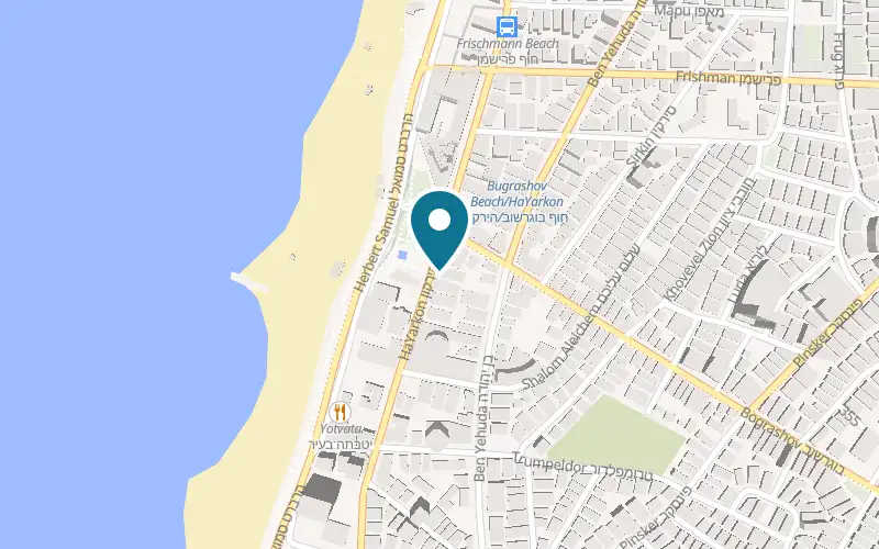 Map showing Maxim Hotel at 86 HaYarkon Street, Tel Aviv-Yafo