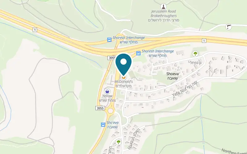 Map showing McDonald's Shoresh Junction at Shoresh junction, Sho'eva, Sho'eva