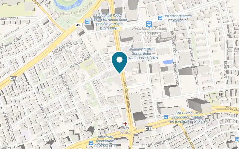 Map showing Meat Stop at 26 David Ben Gurion Road, Ramat Gan
