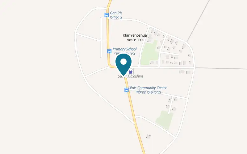 Map showing MeHaMeshek at At the entrance to Kfar Yehoshua, on the right, Kfar Yehoshua