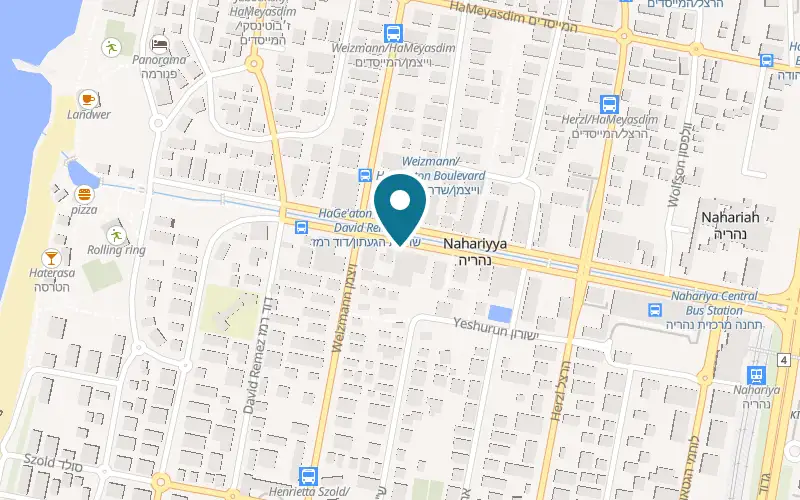 Map showing Mendel Bar at 33 HaGa'aton Boulevard, Nahariya