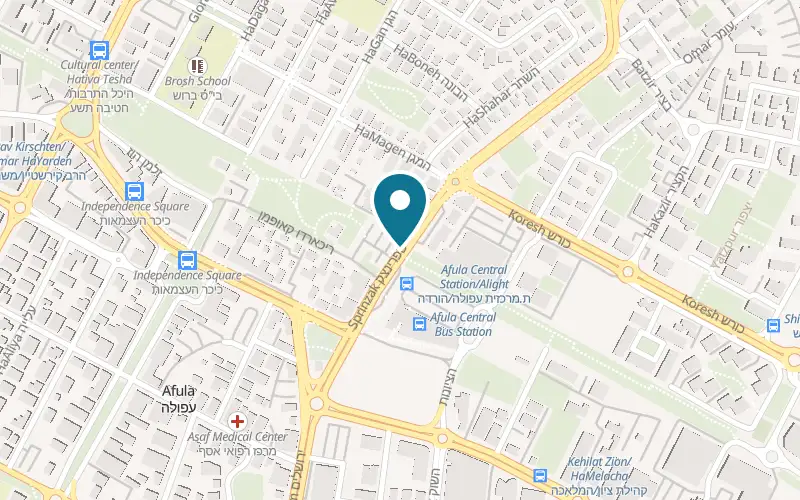 Map showing Merino at 7 Sprinzak Street, Afula