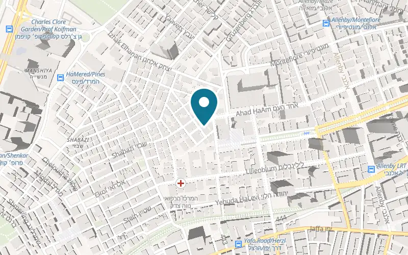 Map showing Meshek Barzilay at 6 Ahad HaAm Street, Neve Tzedek, Tel Aviv-Yafo