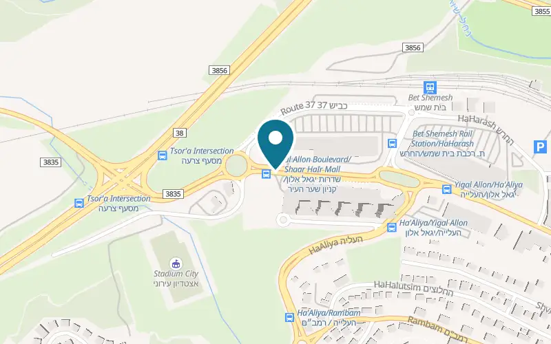 Map showing Mesubin at 2 Yigal Alon Avenue, Paz complex, Beit Shemesh
