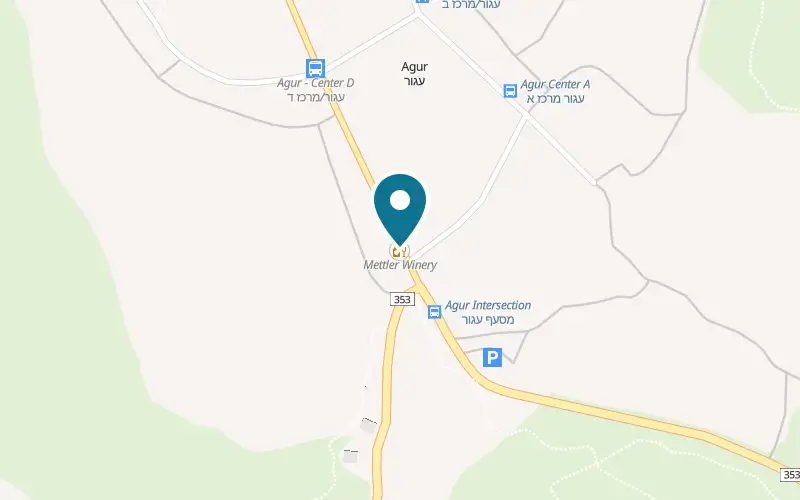 Map showing Mettler Winery at Farm 18, Moshav Agur, the Elah Valley, Agur