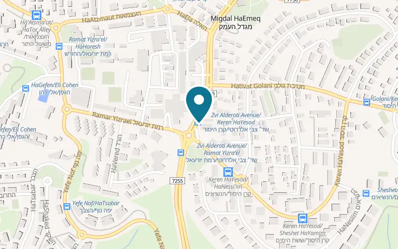 Map showing Mifgash Ron at 21 Tzvi Elderoti Boulevard, Migdal HaEmek