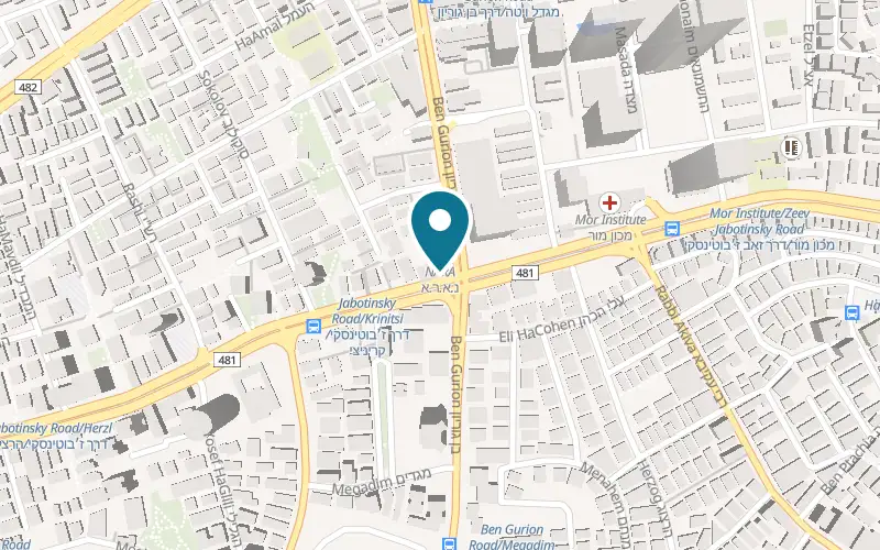 Map showing Mifgash Shemesh at 155 Jabotinsky Street, Ramat Gan