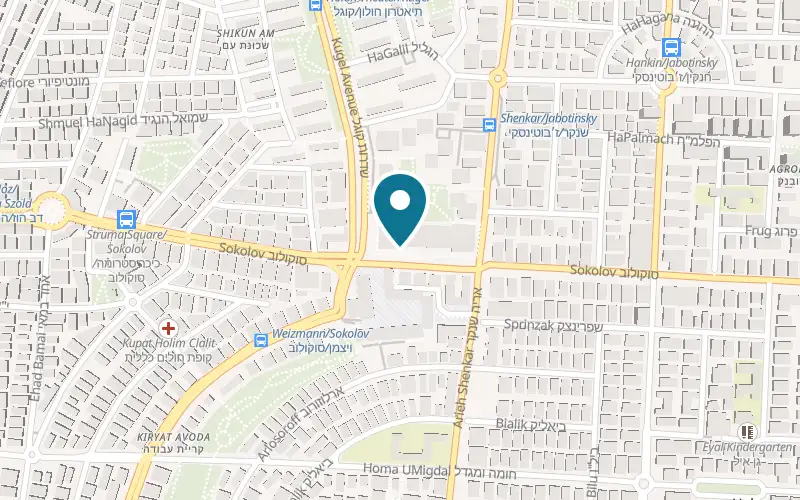 Map showing Mifgash Tzameret at 31 Kugel Boulevard, in the Tzameret buildings, Holon