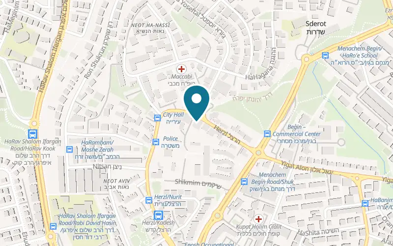 Map showing Mila at 27 Herzl Street, Sderot