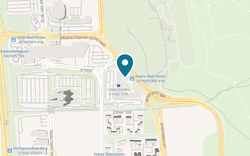 Map showing Minna Tomei Haifa at 8 Fliman Street, in the Castra centre, Haifa