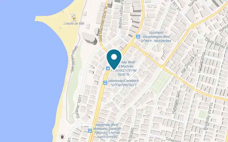 Map showing Mizpe Yam Hotel at 1 Jabotinsky Boulevard, Netanya