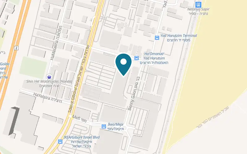 Map showing Monkeys Climbing Gym at Nitzba Poleg compound, first floor, Poleg industrial zone, Netanya