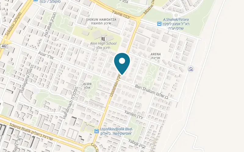 Map showing Mood Studio at 96 Ussishkin Street, Ramat HaSharon