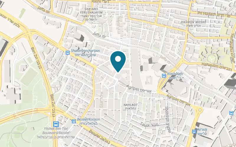 Map showing Mousseline at 2 HaArmonim Street, Mahane Yehuda market, Jerusalem