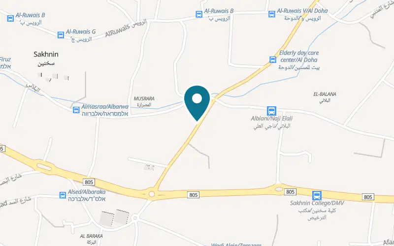 Map showing Mustafa Daos Restaurant and Kitchen at 17 al-Doha Street, Sakhnin