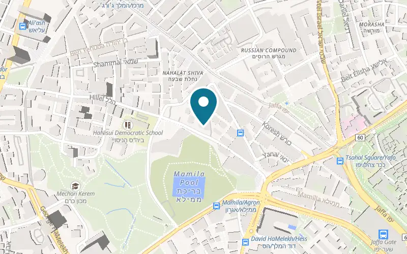 Map showing Naadi at 39 Hillel Street, in the students' residence building, Jerusalem