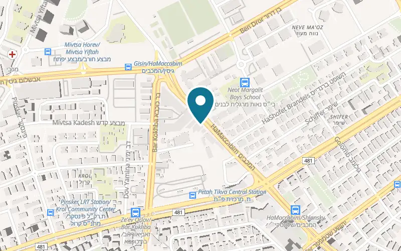 Map showing Naftali's at 25 HaMaccabim Street, Petah Tikva