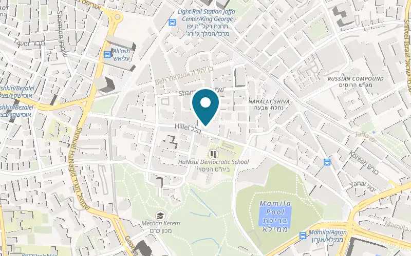 Map showing Nahon Museum of Italian Jewish Art at 25 Hillel Street, Jerusalem