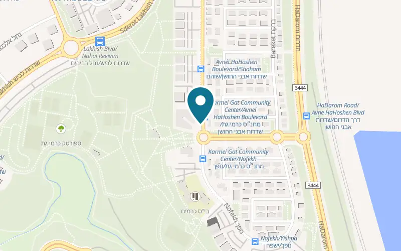 Map showing Namisu Sushi Bar at 1 Sderot Avnei HaHoshen, Carmei Gat, Kiryat Gat