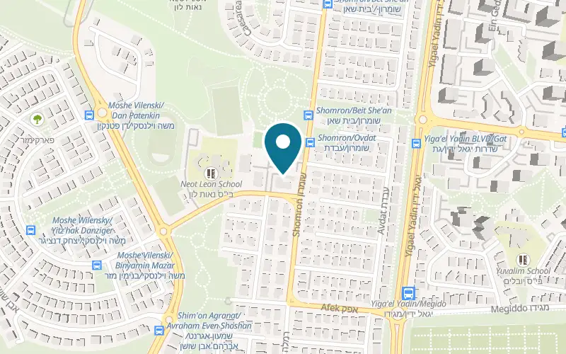 Map showing The Negev Veterinary Center, Dr. Sherman's clinic at 62 Shomron Street, Neot Lon commercial centre, Beer Sheva