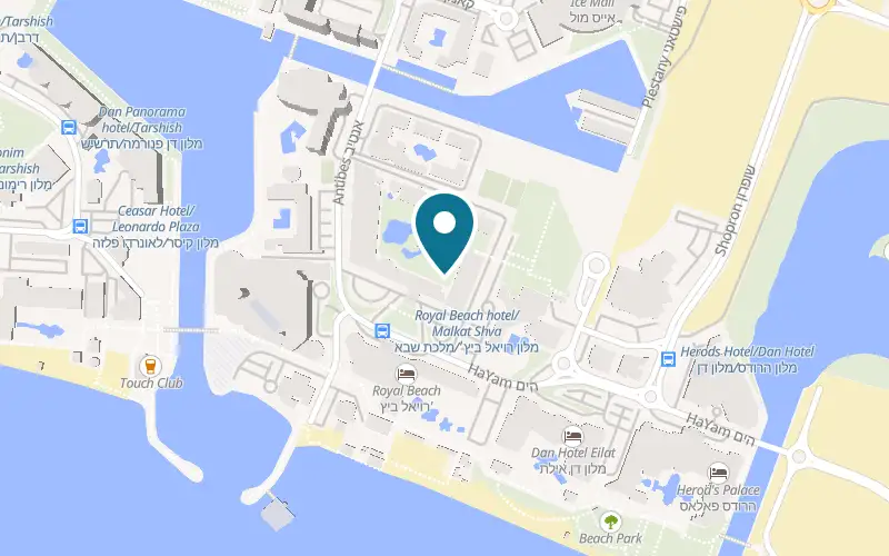 Map showing Nini Kai at Le Boulevard, Royal Garden hotel, North Beach, Eilat