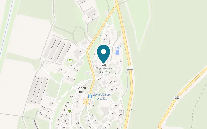 Map showing Nofey Gonen Holiday Village at Kibbutz Gonen, Upper Galilee, Gonen