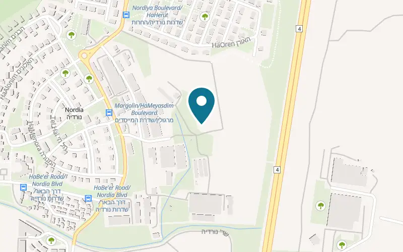 Map showing Nordiani Bar at East of Nordia Boulevard, behind the Kfitzei Nordia works, Nordia