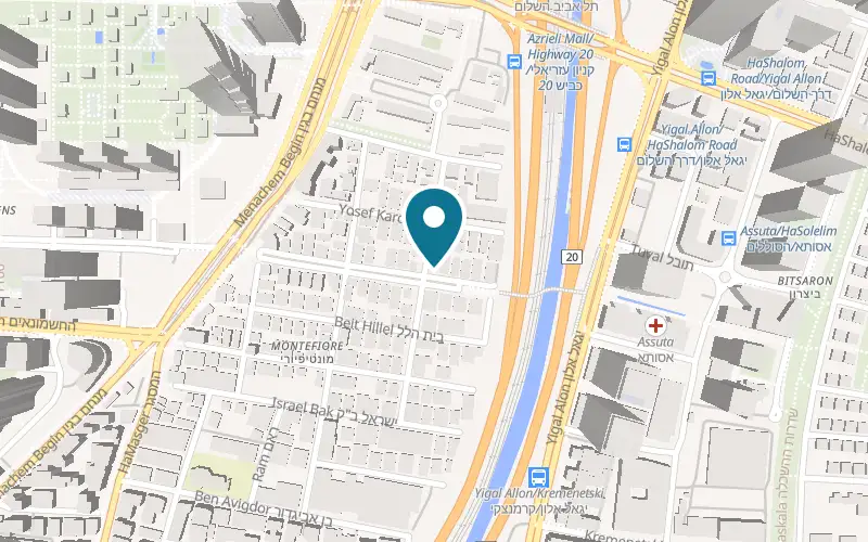 Map showing Oakil Avenue Tel Aviv at 25 Yehudit Boulevard, Tel Aviv-Yafo