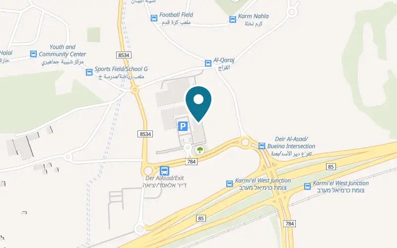 Map showing Omnia by Angus at Dabbah Mall, Karmiel West junction, Bi'ina