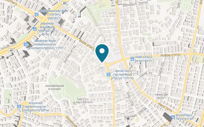 Map showing Optic 135 at 45 Bialik Street, Ramat Gan